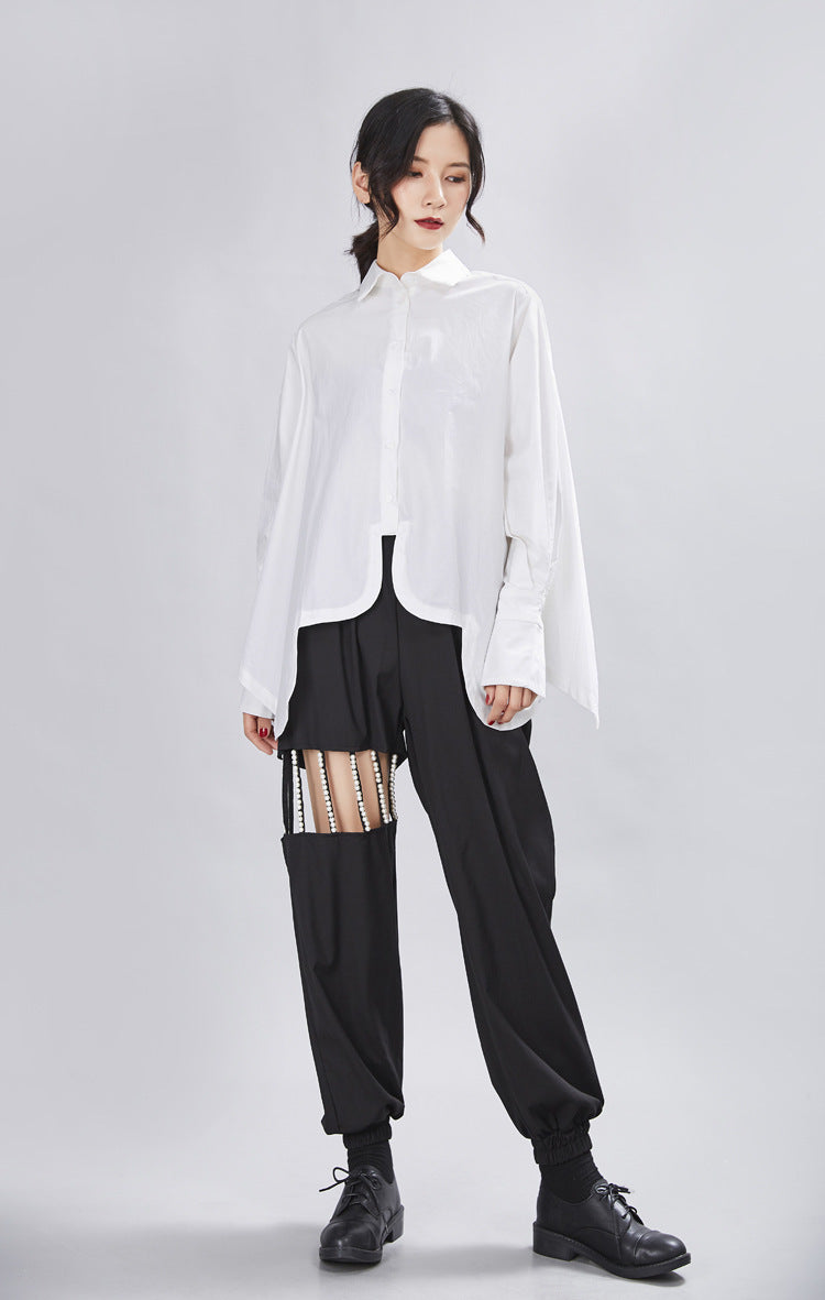 Spring Irregular Loose Long Sleeve Shirt