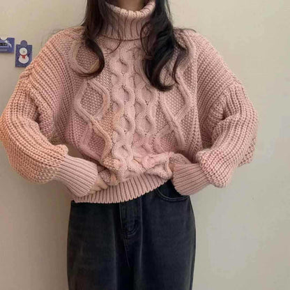 Turtleneck Twisted Long-Sleeved Sweater