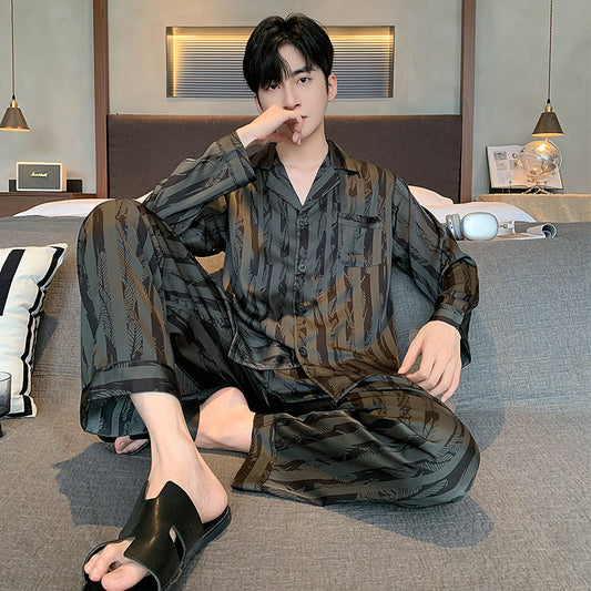 Men's Pyjamas V-Neck Thin Top & Pants Set