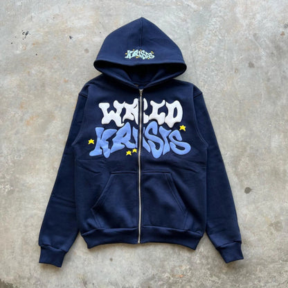 "WRLD KRISIS" Casual Hoodie