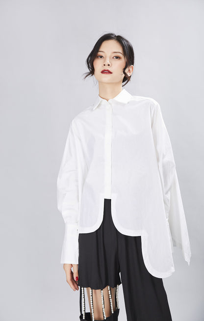 Spring Irregular Loose Long Sleeve Shirt