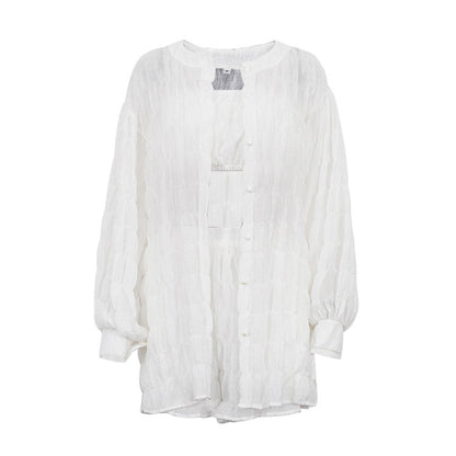 Tube Top & High Waist Shorts & Coat Set