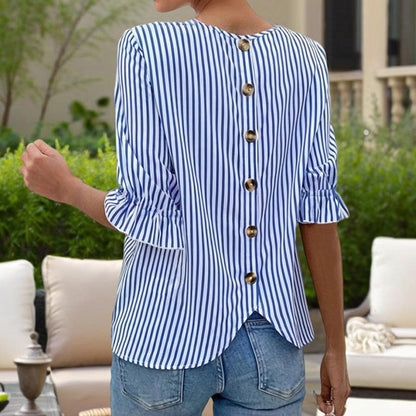 Round Neck Striped Summer Top