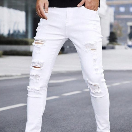Men's Cuffed Straight Slim-Fit Jeans