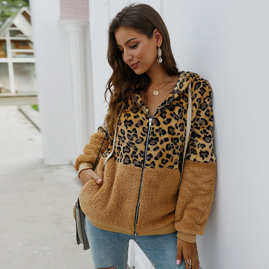 Leopard Print Patchwork Jacket Top
