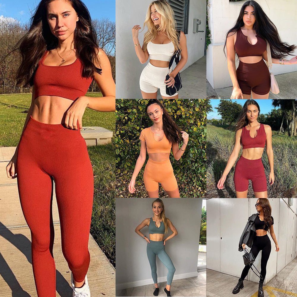 Knitted High Waist Yoga Suit