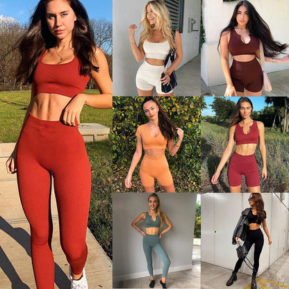 Knitted High Waist Yoga Suit