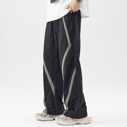 American Style Trend Mixed Colour Stripe Casual Pants