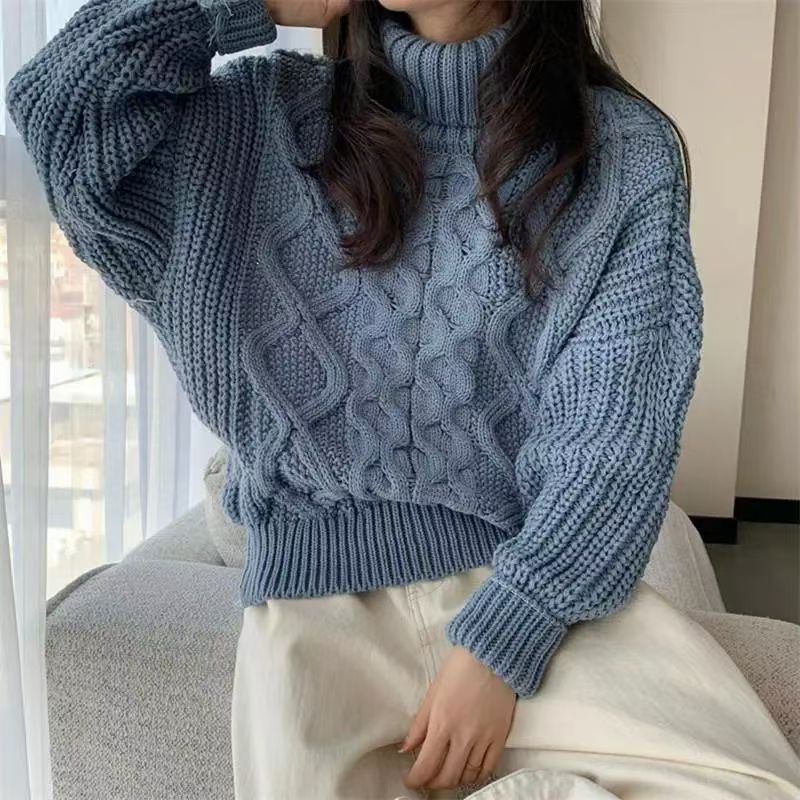 Turtleneck Twisted Long-Sleeved Sweater