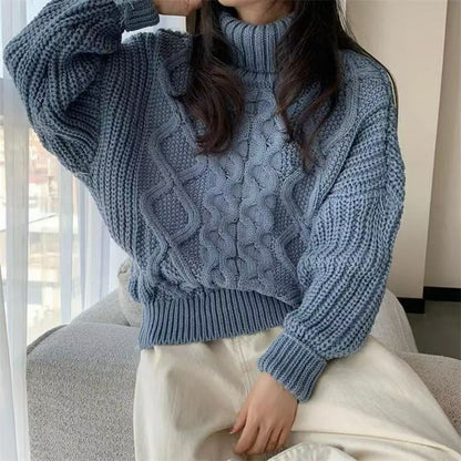 Turtleneck Twisted Long-Sleeved Sweater