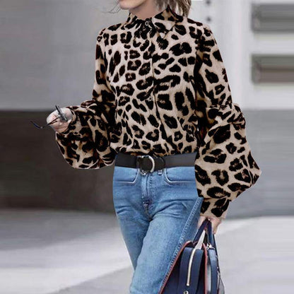 Leopard-Print Long-Sleeved Top