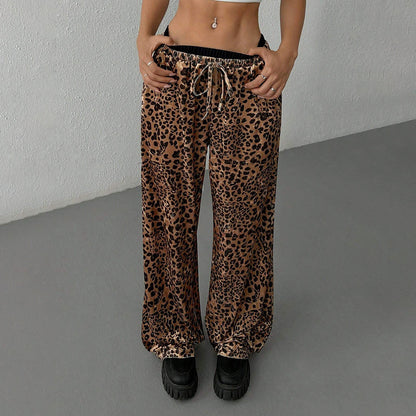 Drooping Leopard Print Pants