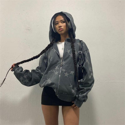 Stars Zip-Up Cardigan Jacket