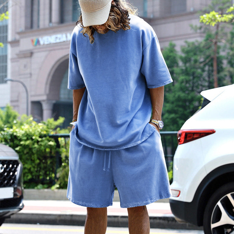 2pcs Loose Sports Round Neck Short-Sleeved T-Shirt