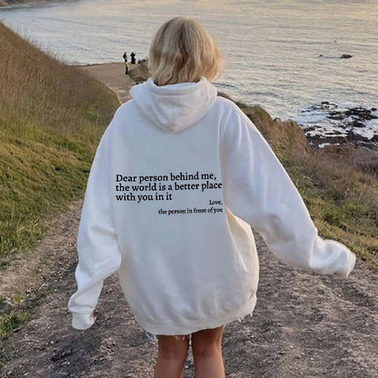 ‘Dear Person Behind Me’ Drawstring Hoodie
