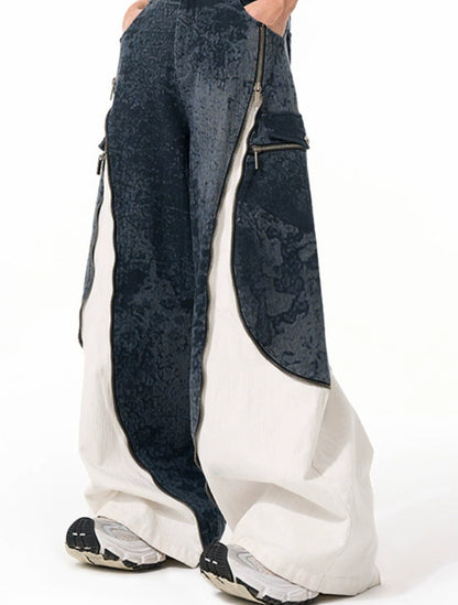 Zipper Structure Stitching Sense Machete Jeans