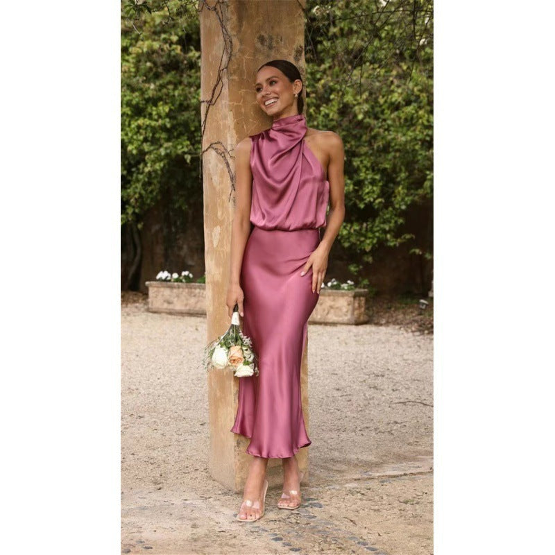 Sleeveless Halter Neck Dress
