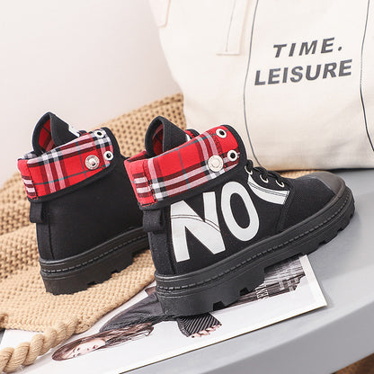 High-Top Canvas Short Boots