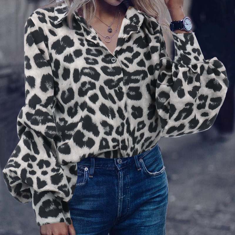 Leopard-Print Long-Sleeved Top