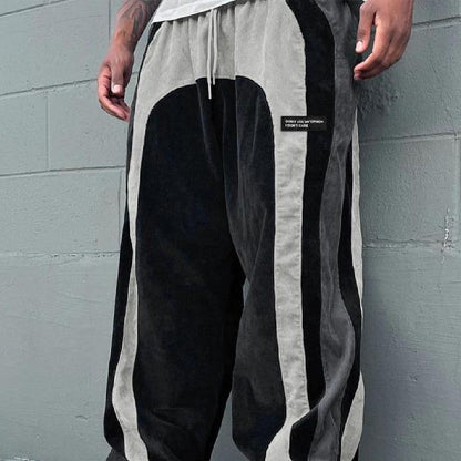 Men's Contrast Colour Letter Patch Smart Trousers