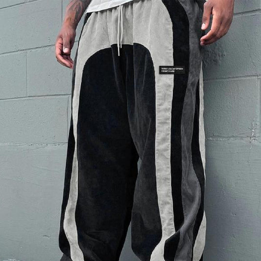 Men's Contrast Colour Letter Patch Smart Trousers