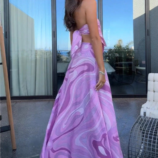 Vacation Style Suit Tube Top Two-Piece Long Dress