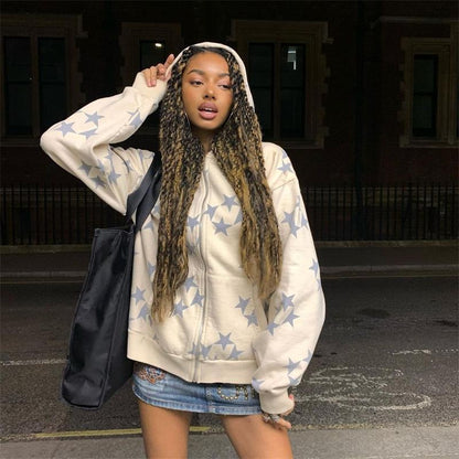 Stars Zip-Up Cardigan Jacket