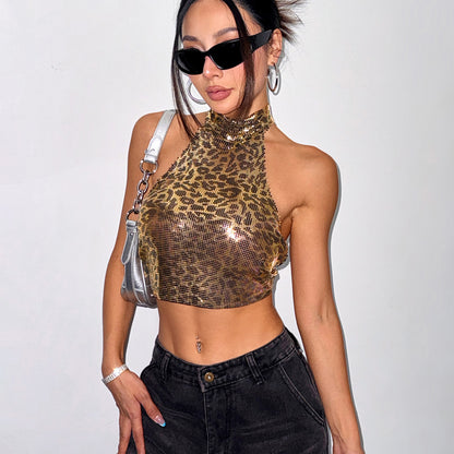 Leopard Print Vest Halter Sling Top