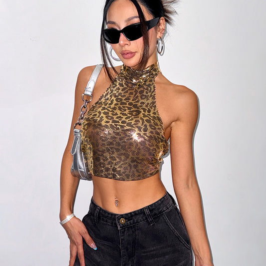 Leopard Print Vest Halter Sling Top