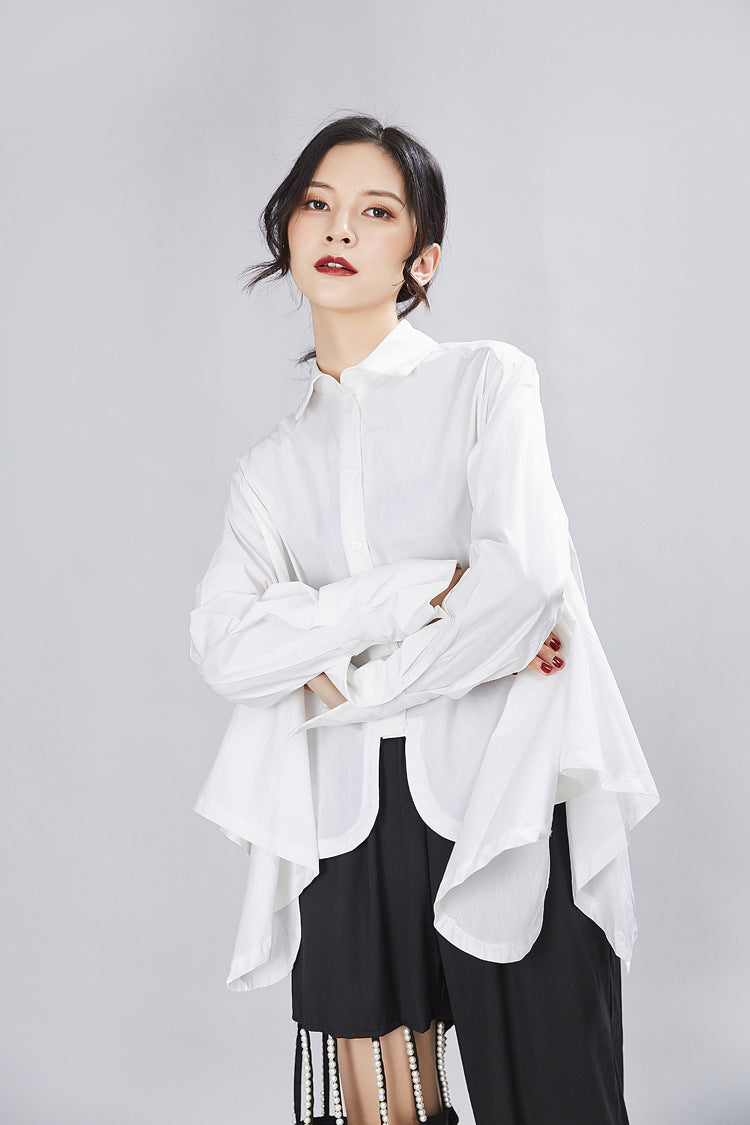 Spring Irregular Loose Long Sleeve Shirt