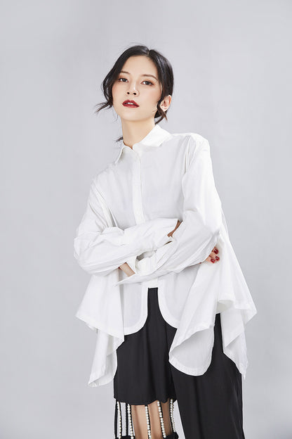 Spring Irregular Loose Long Sleeve Shirt