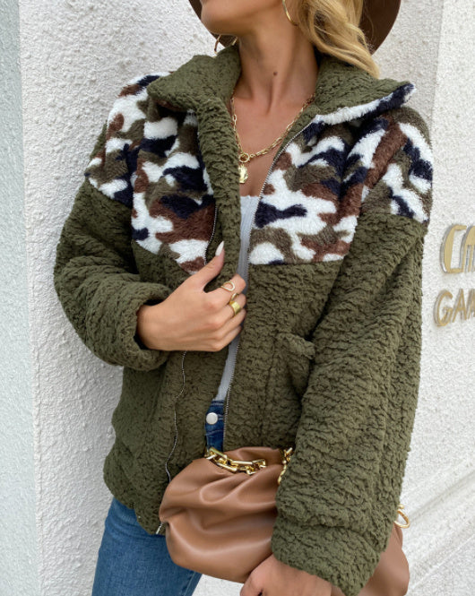 Leopard Print Patchwork Jacket Top