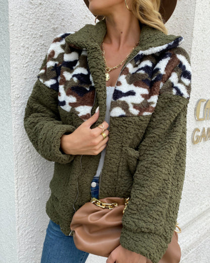Leopard Print Patchwork Jacket Top