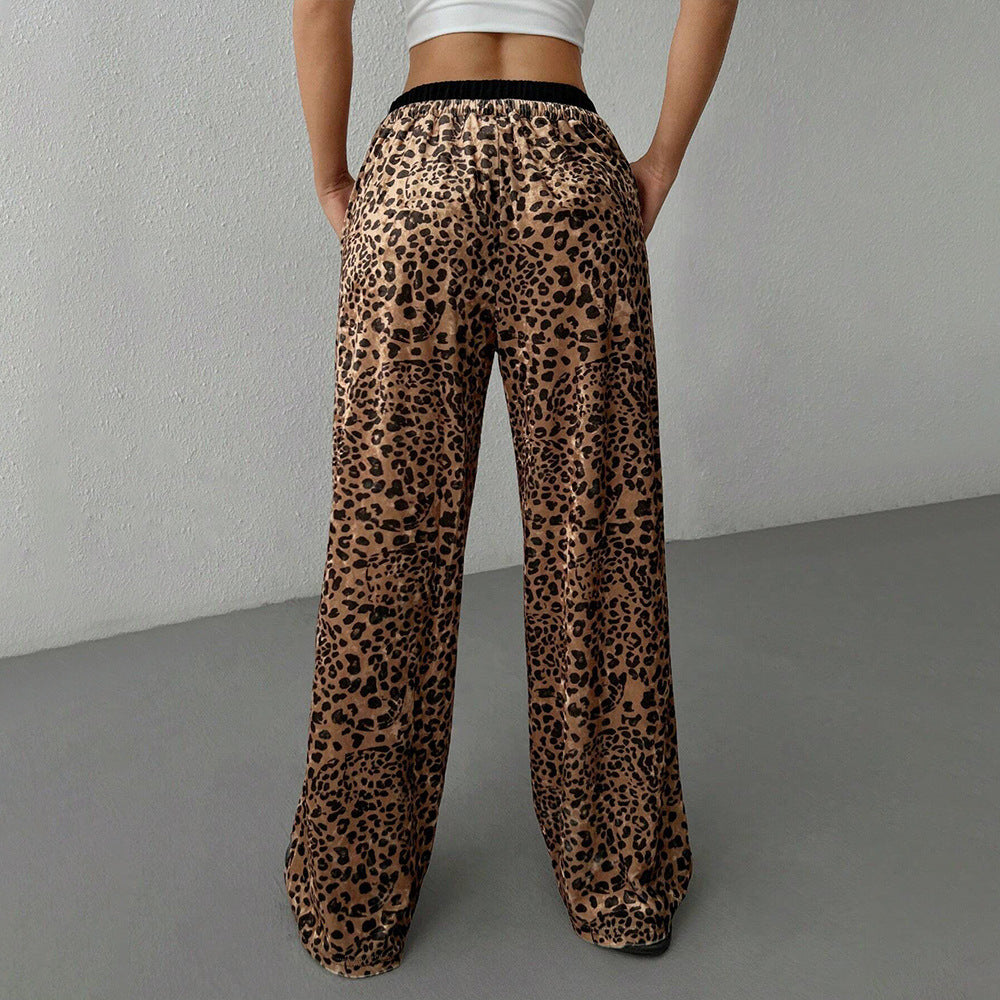 Drooping Leopard Print Pants