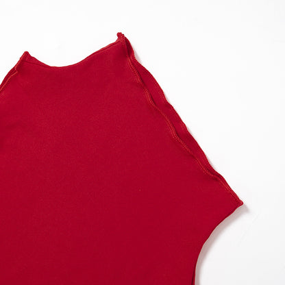 Sleeveless Half-Collar Dress Set