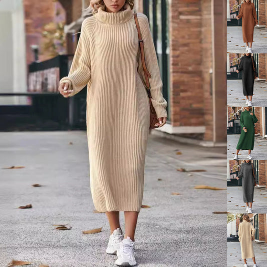 Winter Turtleneck Knitted Sweater Dress