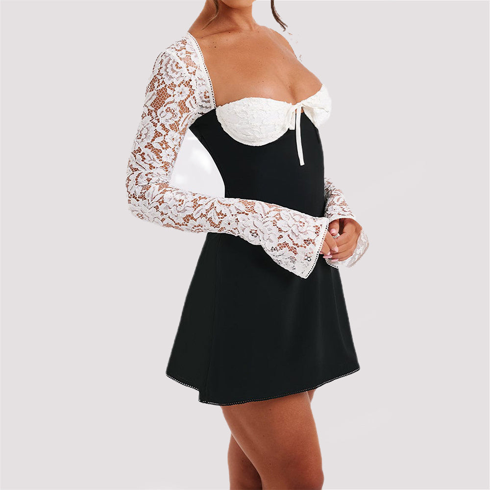 Lace-Long Backless Corset Dress