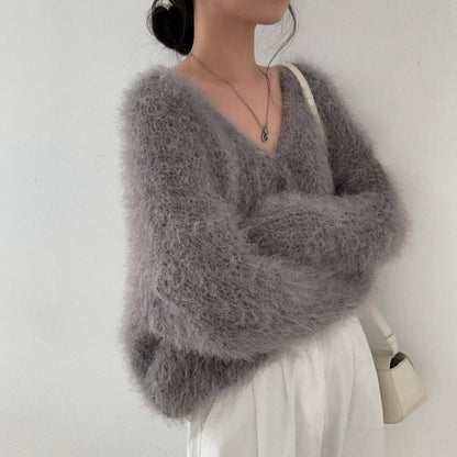 Mink Long-Sleeved Knitted Cardigan