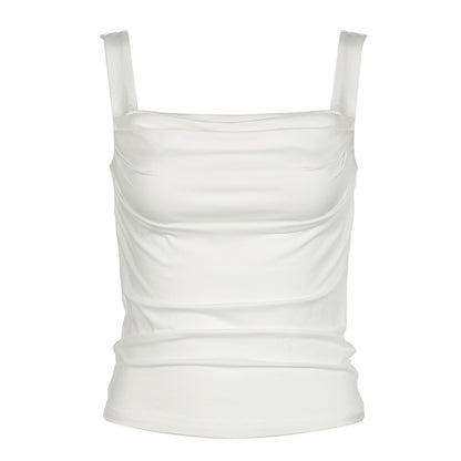 Slim-Strap Pleated Outerwear Top