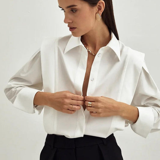 Long Sleeve Shoulder Slimming Shirt