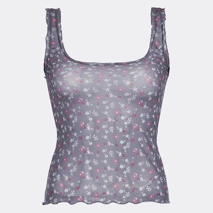 Floral Mesh See-Through Sling Top