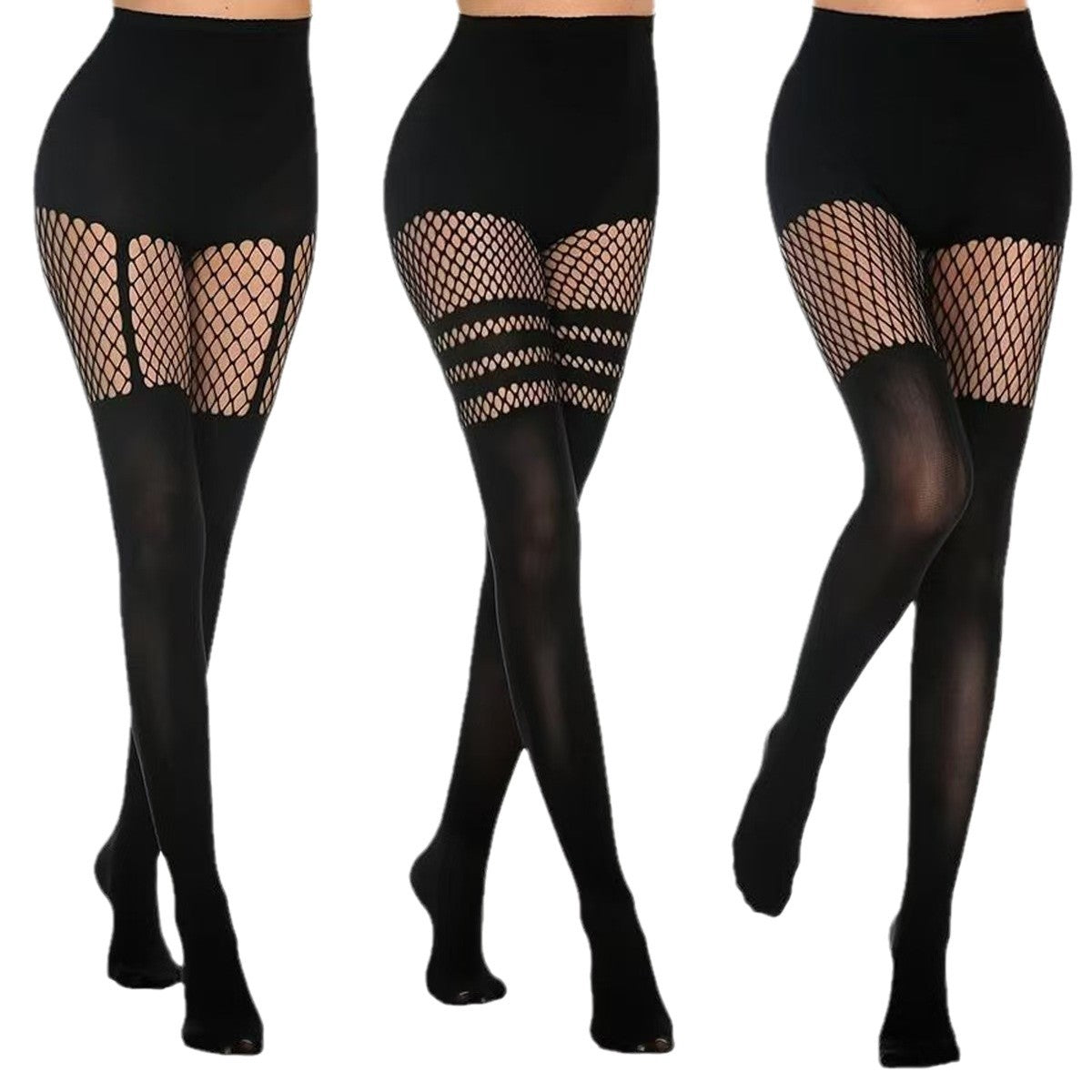 Black Silk Fishnet Stitching Pantyhose