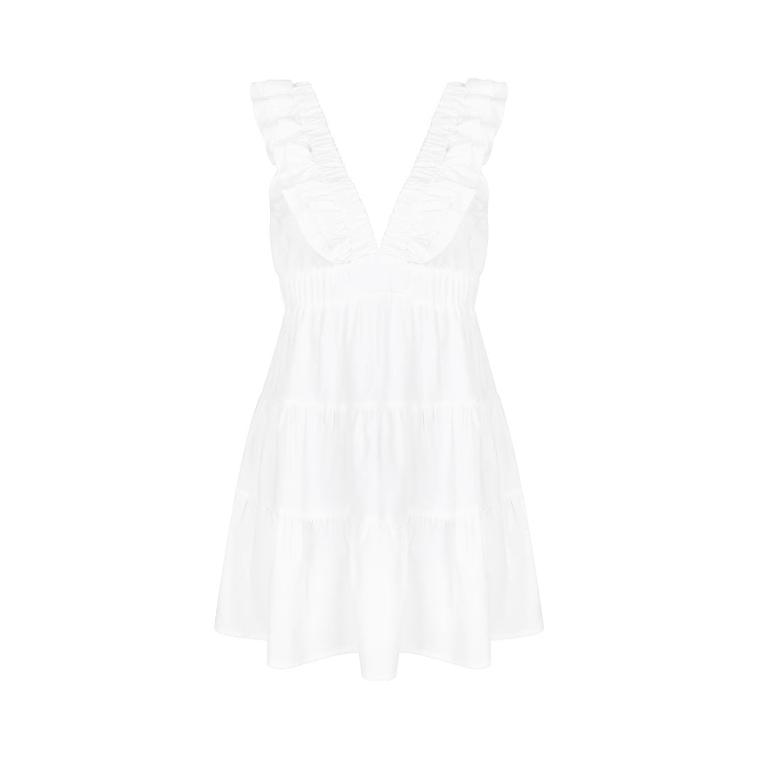 Ruffled Sexy Slim-Fit Backless Dress