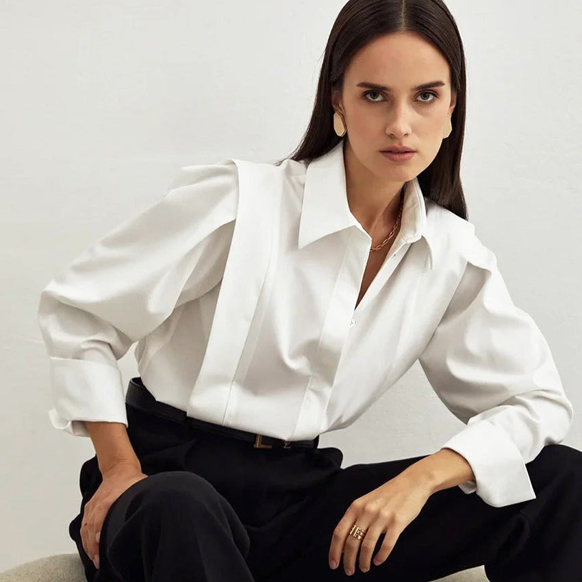 Long Sleeve Shoulder Slimming Shirt