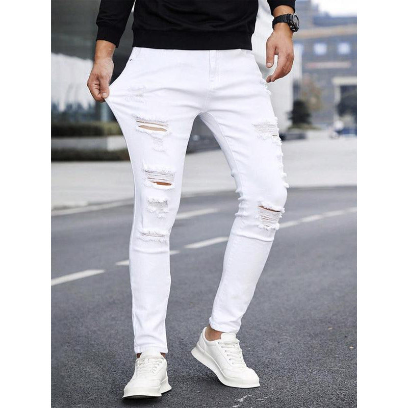 Men's Cuffed Straight Slim-Fit Jeans