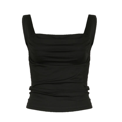 Slim-Strap Pleated Outerwear Top