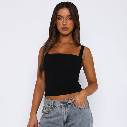 Slim-Strap Pleated Outerwear Top