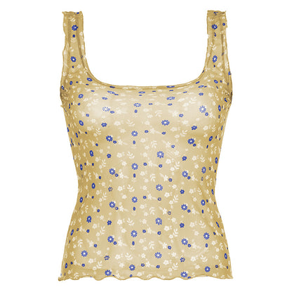 Floral Mesh See-Through Sling Top