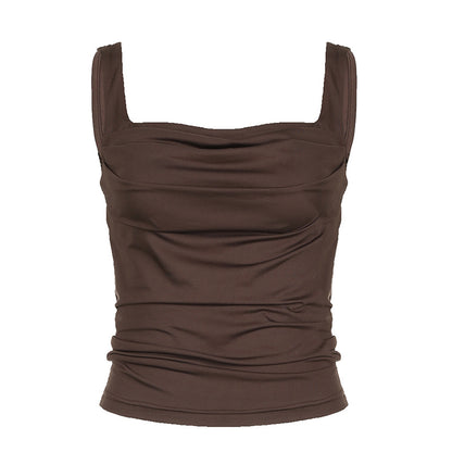 Slim-Strap Pleated Outerwear Top