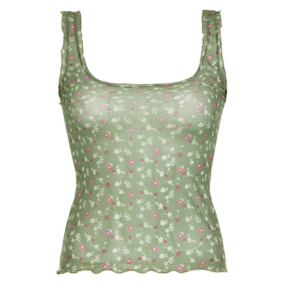 Floral Mesh See-Through Sling Top